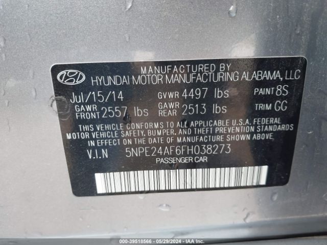 Photo 8 VIN: 5NPE24AF6FH038273 - HYUNDAI SONATA 