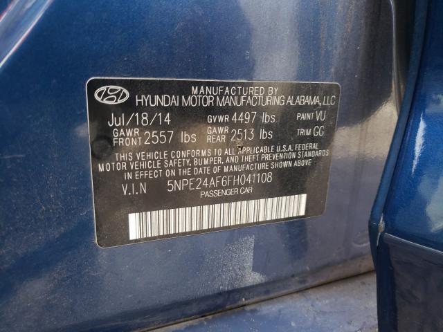 Photo 9 VIN: 5NPE24AF6FH041108 - HYUNDAI SONATA SE 