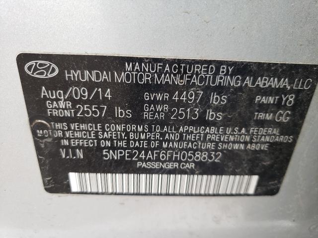 Photo 9 VIN: 5NPE24AF6FH058832 - HYUNDAI SONATA SE 