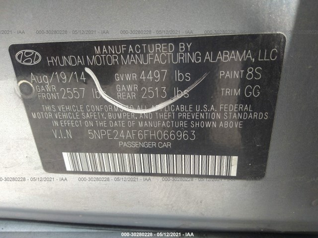 Photo 8 VIN: 5NPE24AF6FH066963 - HYUNDAI SONATA 