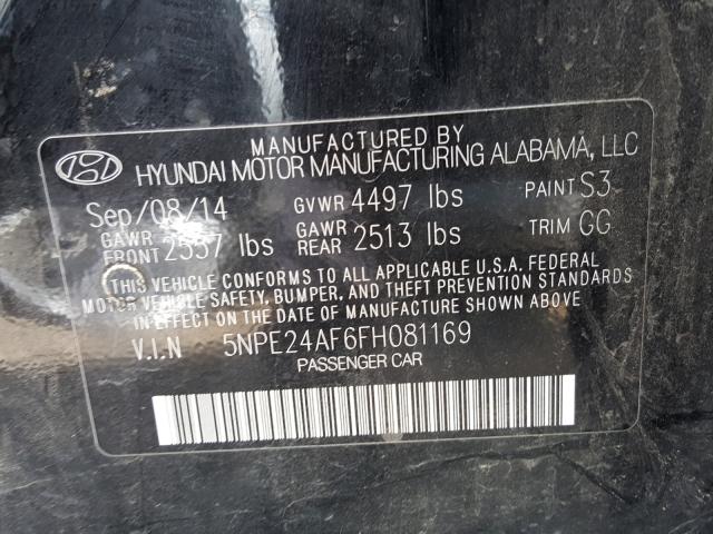 Photo 9 VIN: 5NPE24AF6FH081169 - HYUNDAI SONATA SE 