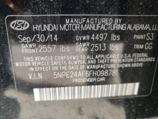 Photo 9 VIN: 5NPE24AF6FH098781 - HYUNDAI SONATA SE 