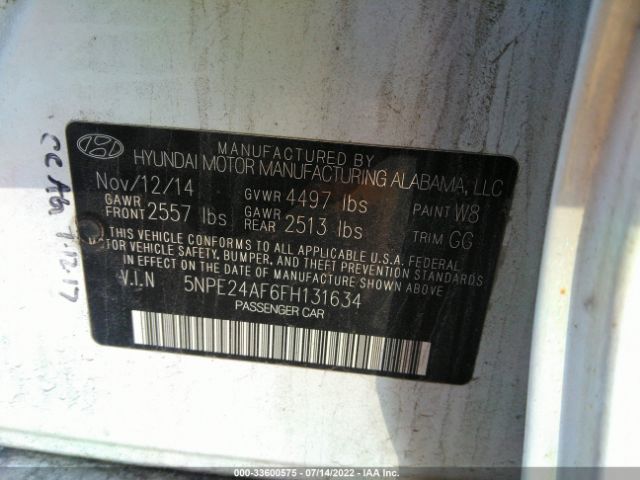 Photo 8 VIN: 5NPE24AF6FH131634 - HYUNDAI SONATA 