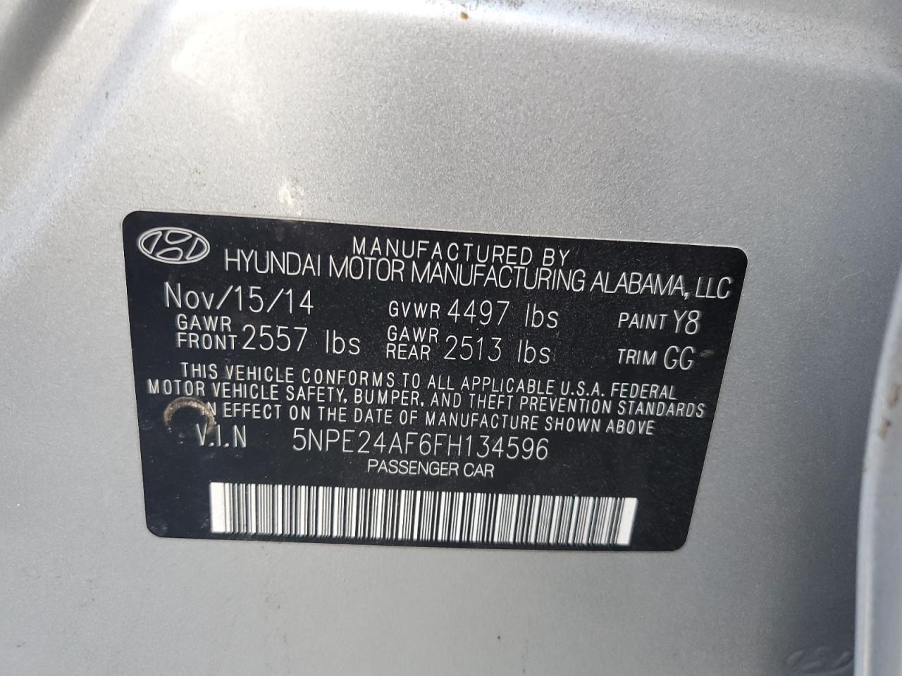 Photo 11 VIN: 5NPE24AF6FH134596 - HYUNDAI SONATA 