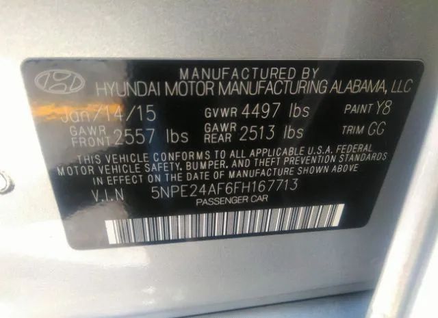 Photo 8 VIN: 5NPE24AF6FH167713 - HYUNDAI SONATA 