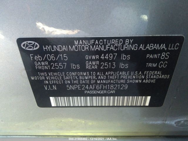 Photo 8 VIN: 5NPE24AF6FH182129 - HYUNDAI SONATA 