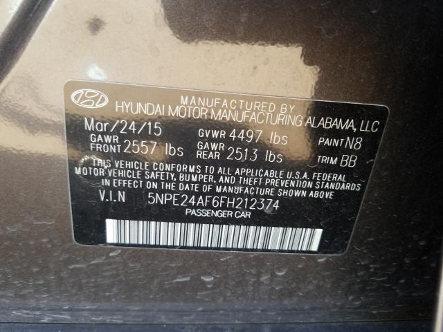 Photo 9 VIN: 5NPE24AF6FH212374 - HYUNDAI SONATA SE 