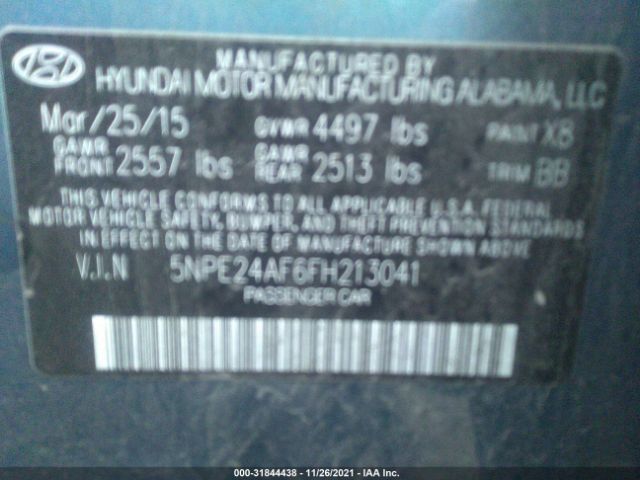 Photo 8 VIN: 5NPE24AF6FH213041 - HYUNDAI SONATA 