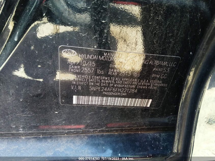 Photo 8 VIN: 5NPE24AF6FH221284 - HYUNDAI SONATA 