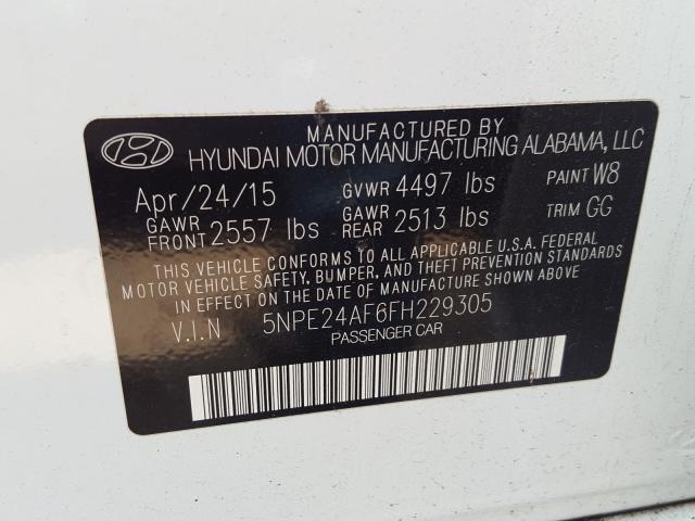 Photo 9 VIN: 5NPE24AF6FH229305 - HYUNDAI SONATA SE 