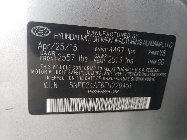 Photo 9 VIN: 5NPE24AF6FH229451 - HYUNDAI SONATA SE 