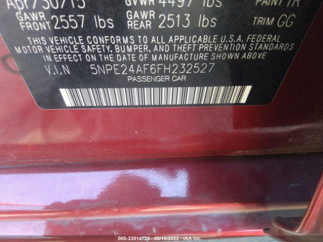 Photo 8 VIN: 5NPE24AF6FH232527 - HYUNDAI SONATA 