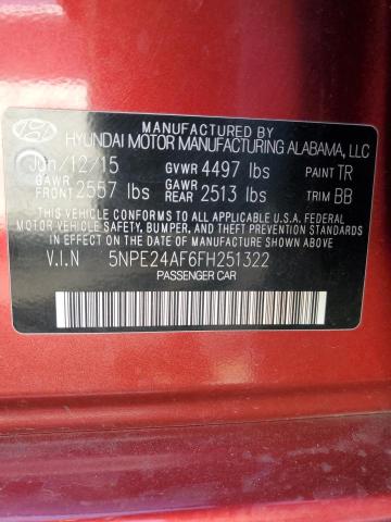 Photo 11 VIN: 5NPE24AF6FH251322 - HYUNDAI SONATA SE 