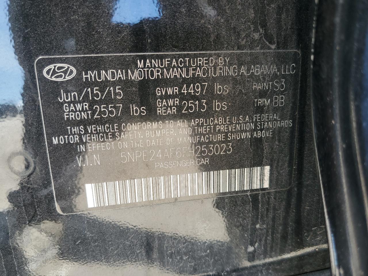 Photo 11 VIN: 5NPE24AF6FH253023 - HYUNDAI SONATA 