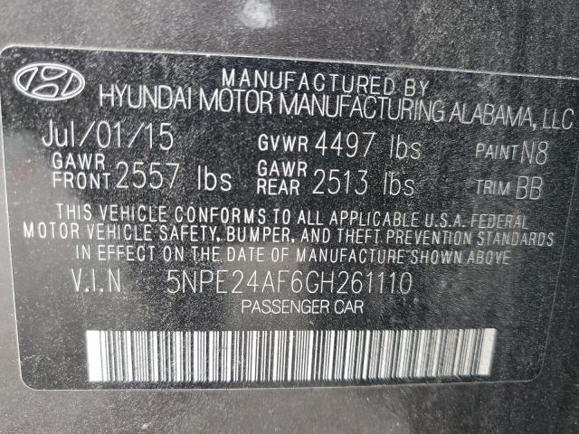 Photo 9 VIN: 5NPE24AF6GH261110 - HYUNDAI SONATA SE 