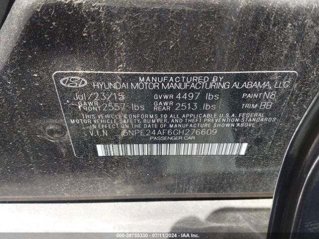 Photo 8 VIN: 5NPE24AF6GH276609 - HYUNDAI SONATA 