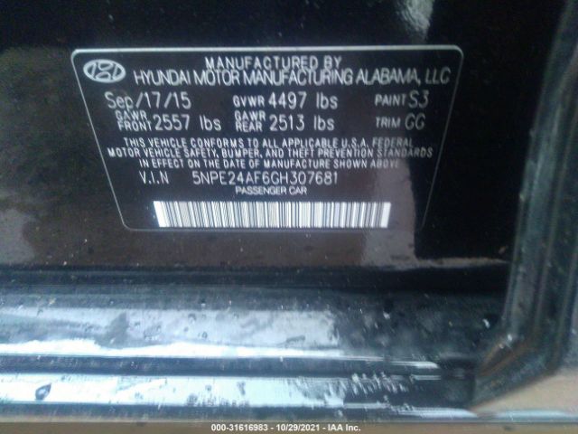 Photo 8 VIN: 5NPE24AF6GH307681 - HYUNDAI SONATA 