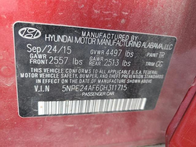 Photo 12 VIN: 5NPE24AF6GH311715 - HYUNDAI SONATA 