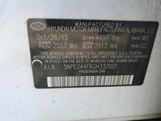 Photo 11 VIN: 5NPE24AF6GH332001 - HYUNDAI SONATA 