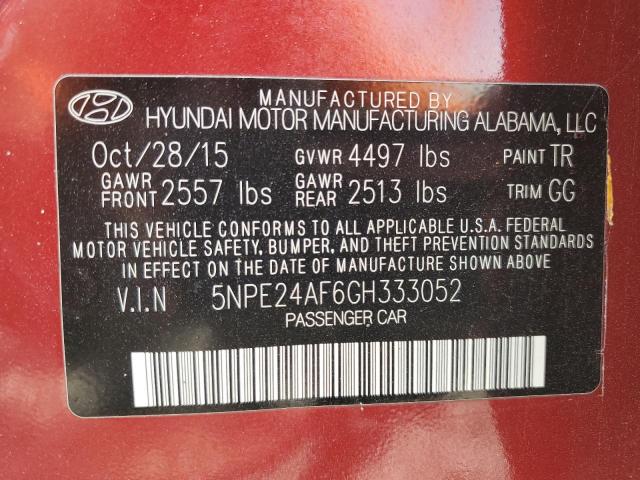 Photo 12 VIN: 5NPE24AF6GH333052 - HYUNDAI SONATA 