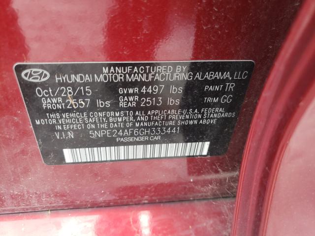 Photo 9 VIN: 5NPE24AF6GH333441 - HYUNDAI SONATA SE 