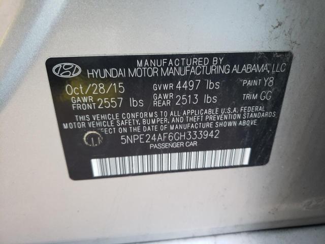 Photo 9 VIN: 5NPE24AF6GH333942 - HYUNDAI SONATA SE 