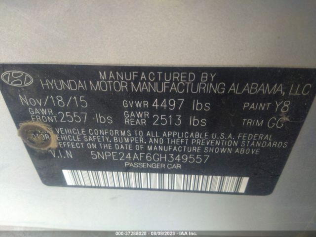 Photo 8 VIN: 5NPE24AF6GH349557 - HYUNDAI SONATA 