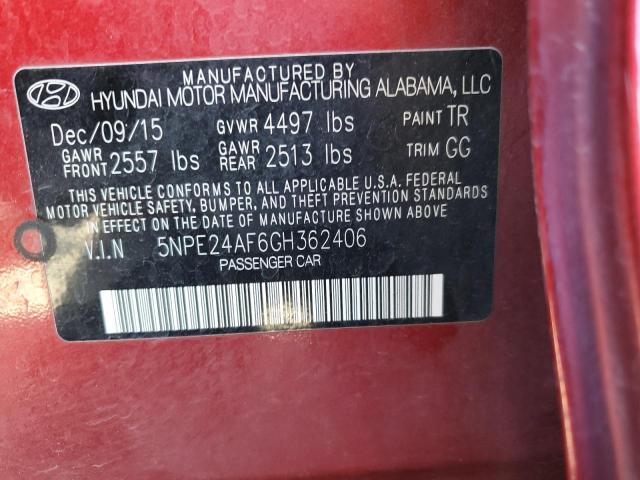 Photo 9 VIN: 5NPE24AF6GH362406 - HYUNDAI SONATA SE 