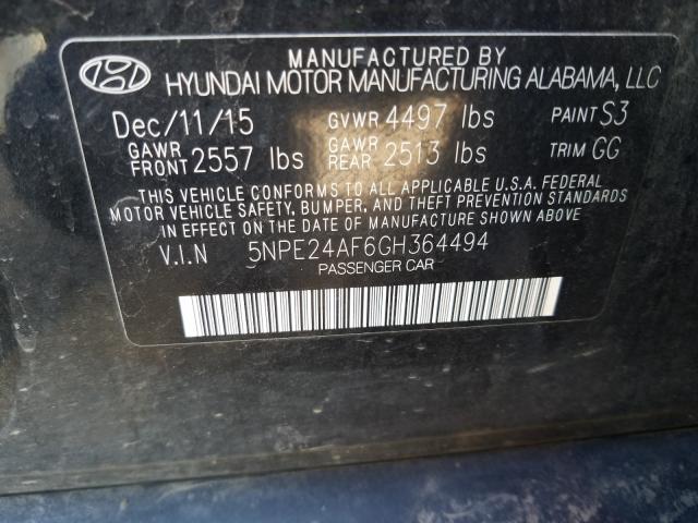 Photo 9 VIN: 5NPE24AF6GH364494 - HYUNDAI SONATA SE 