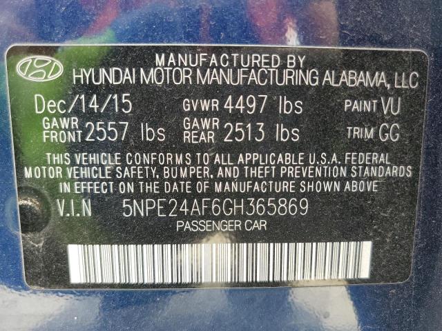 Photo 9 VIN: 5NPE24AF6GH365869 - HYUNDAI SONATA SE 