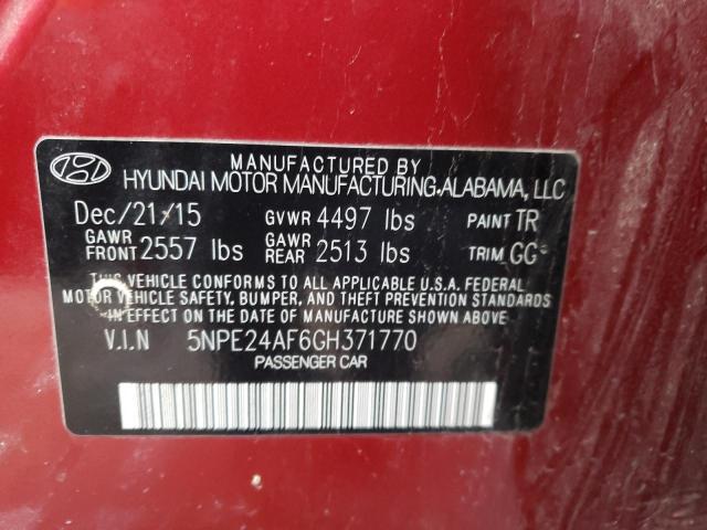 Photo 9 VIN: 5NPE24AF6GH371770 - HYUNDAI SONATA SE 