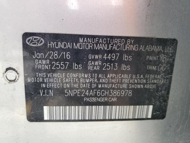 Photo 12 VIN: 5NPE24AF6GH386978 - HYUNDAI SONATA SE 