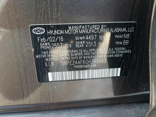 Photo 9 VIN: 5NPE24AF6GH389993 - HYUNDAI SONATA SE 