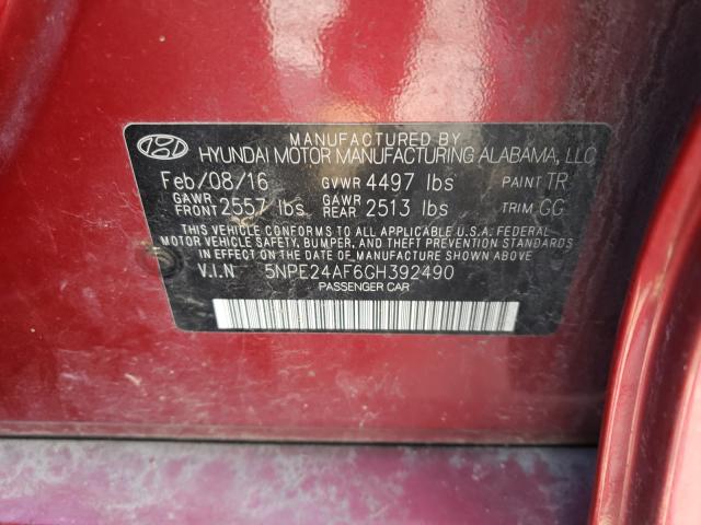 Photo 9 VIN: 5NPE24AF6GH392490 - HYUNDAI SONATA SE 