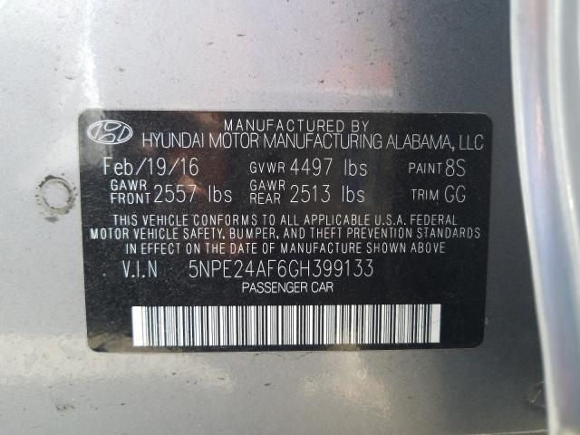 Photo 9 VIN: 5NPE24AF6GH399133 - HYUNDAI SONATA SE 