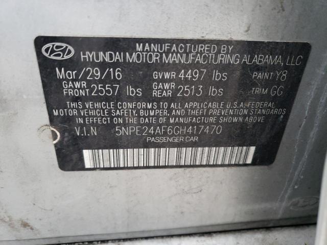 Photo 12 VIN: 5NPE24AF6GH417470 - HYUNDAI SONATA SE 