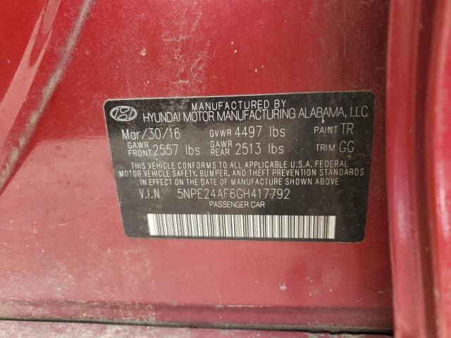 Photo 11 VIN: 5NPE24AF6GH417792 - HYUNDAI SONATA SE 