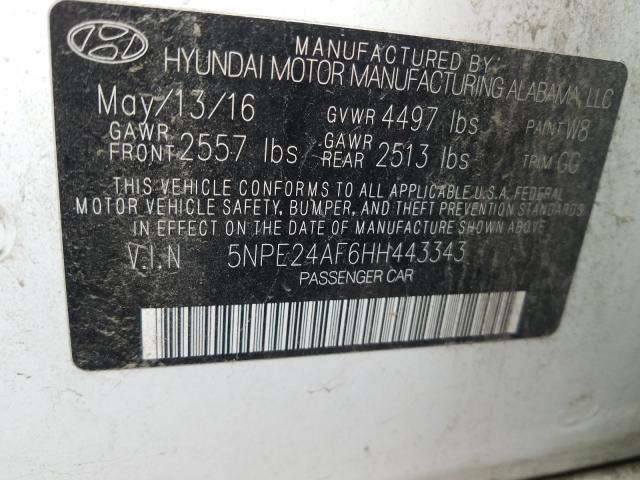 Photo 9 VIN: 5NPE24AF6HH443343 - HYUNDAI SONATA SE 