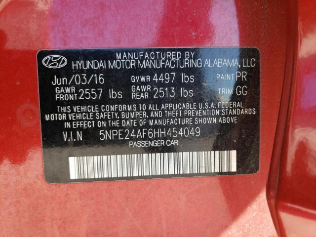 Photo 9 VIN: 5NPE24AF6HH454049 - HYUNDAI SONATA SE 