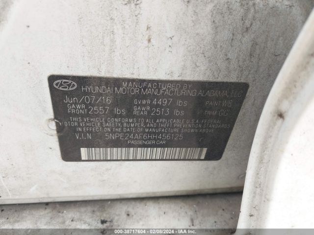 Photo 8 VIN: 5NPE24AF6HH456125 - HYUNDAI SONATA 