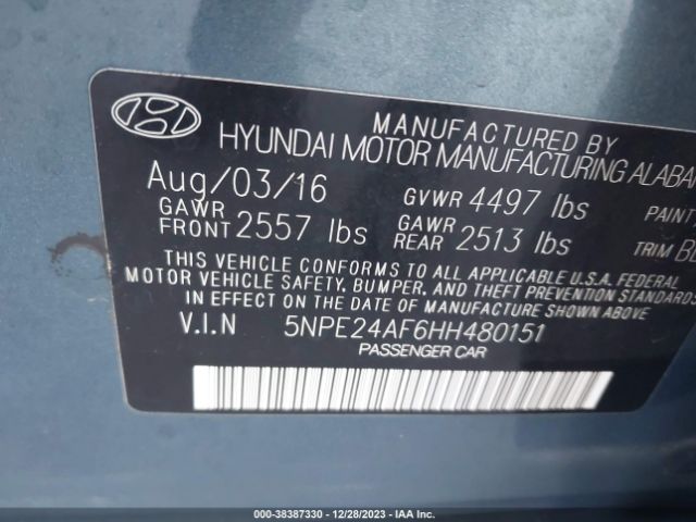 Photo 8 VIN: 5NPE24AF6HH480151 - HYUNDAI SONATA 