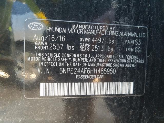 Photo 9 VIN: 5NPE24AF6HH485950 - HYUNDAI SONATA SE 