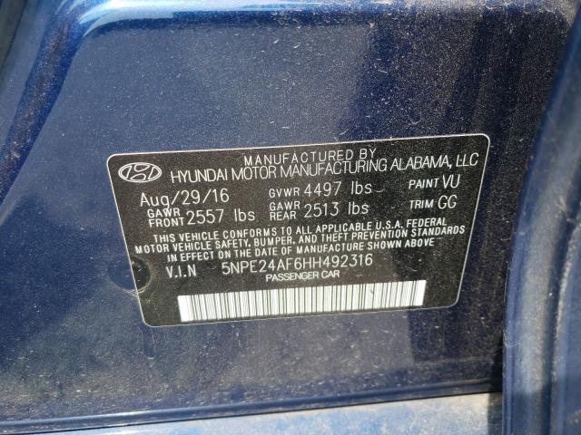 Photo 9 VIN: 5NPE24AF6HH492316 - HYUNDAI SONATA SE 