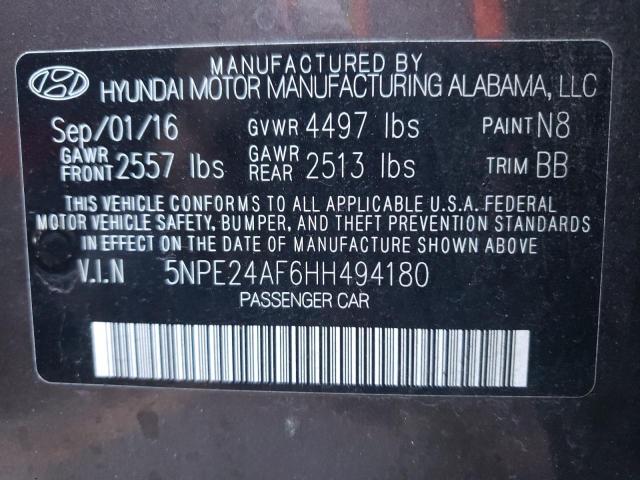 Photo 9 VIN: 5NPE24AF6HH494180 - HYUNDAI SONATA SE 