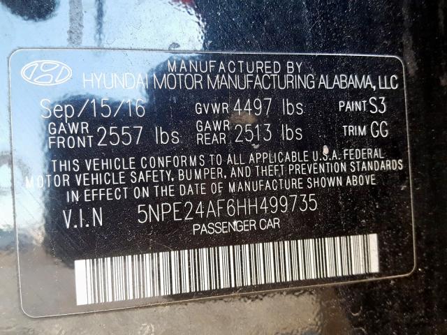 Photo 9 VIN: 5NPE24AF6HH499735 - HYUNDAI SONATA SE 