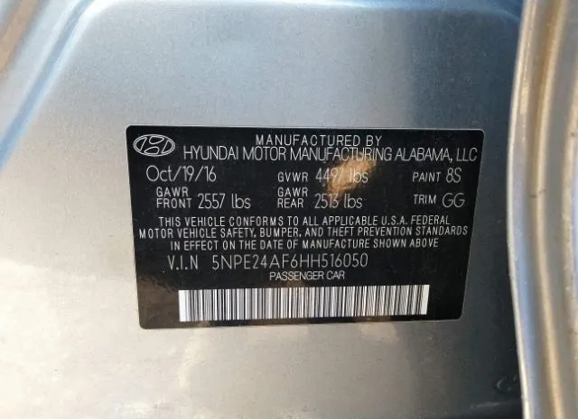 Photo 8 VIN: 5NPE24AF6HH516050 - HYUNDAI SONATA 