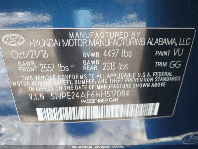 Photo 8 VIN: 5NPE24AF6HH517084 - HYUNDAI SONATA 