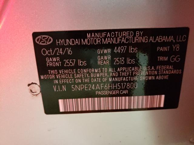 Photo 9 VIN: 5NPE24AF6HH517800 - HYUNDAI SONATA SE 