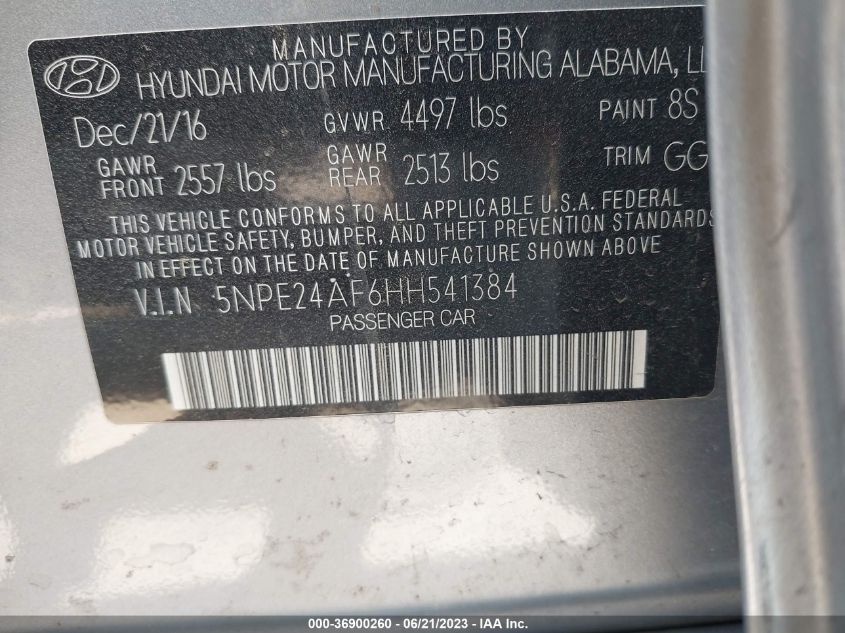 Photo 8 VIN: 5NPE24AF6HH541384 - HYUNDAI SONATA 