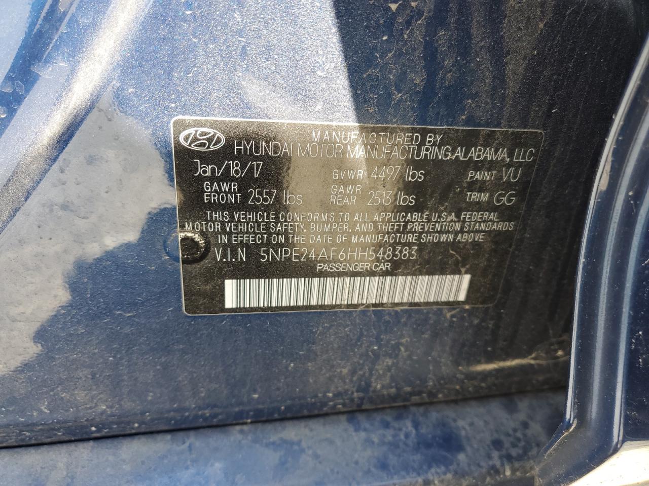 Photo 11 VIN: 5NPE24AF6HH548383 - HYUNDAI SONATA 